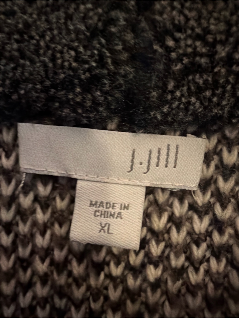 J. Jill XL Marled Knit Shawl Collar Cardigan Sweater Coat Gray Black Cozy - Picture 6 of 10
